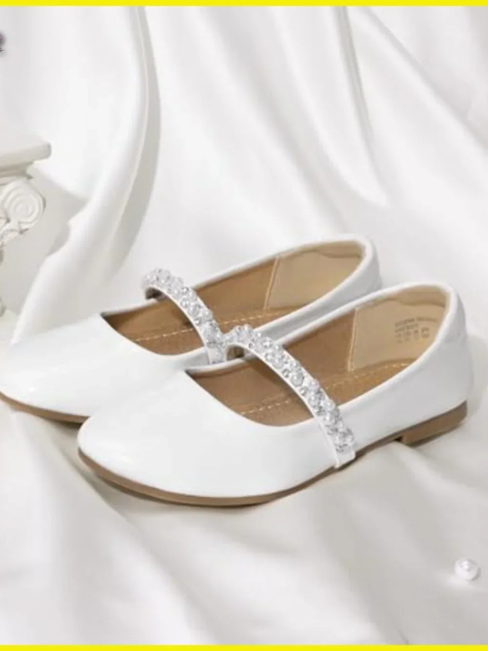 Girls Mary Jane Flats Pearl Rhinestone Strap Ballet Shoes Wedding Party - Picture 6 of 7